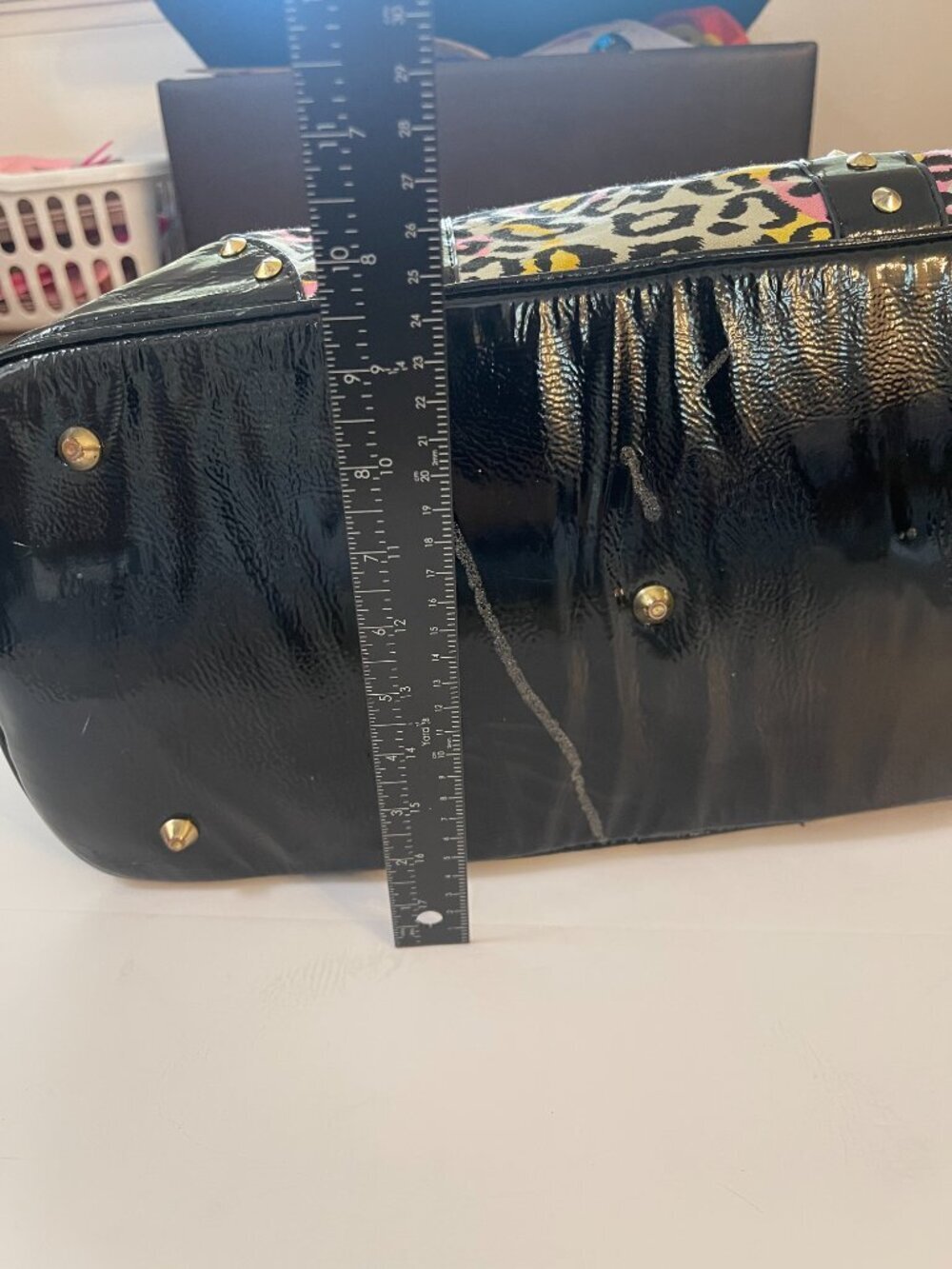 Betsey Johnson Y2K Leopard Studded Satchel Statement Bag - Picture 5 of 13